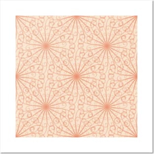 Bright Orange Swirl Mandala Pattern Posters and Art